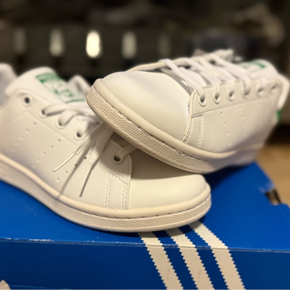 Adidas Kids White and Green Sneakers